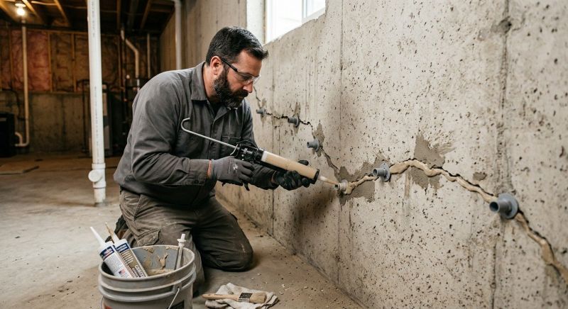 Basement Crack Repair in Sunapee, NH
