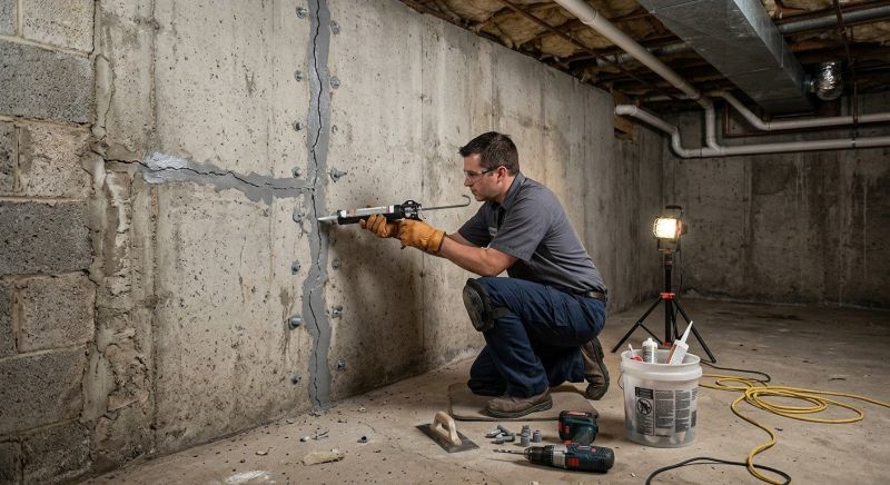 Basement Crack Repair in Sunapee, NH