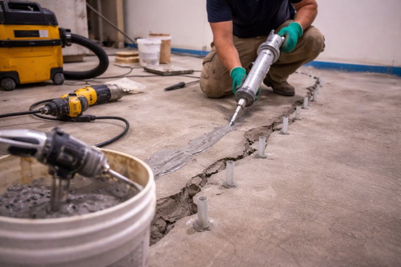 Cracked Basement Floor Repair in Sunapee, NH